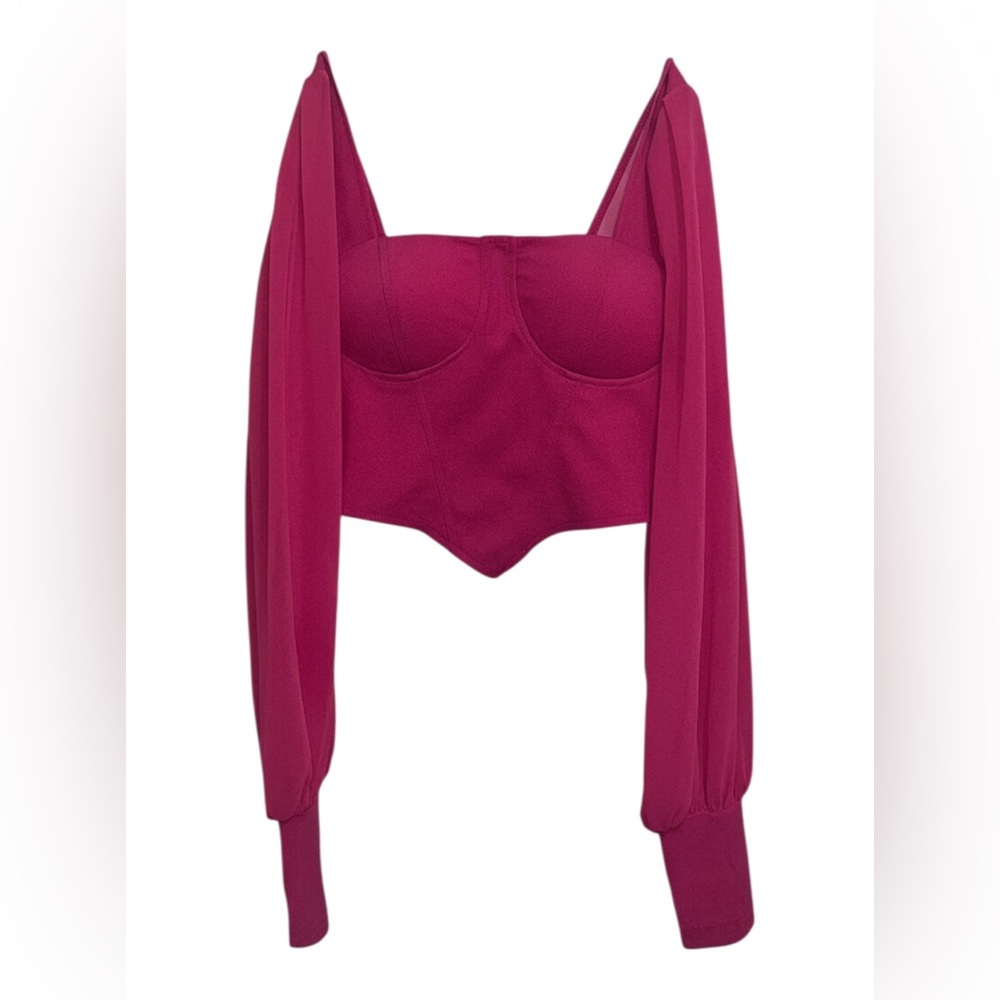 SHEIN Fuchsia Off-Shoulder Crop Top